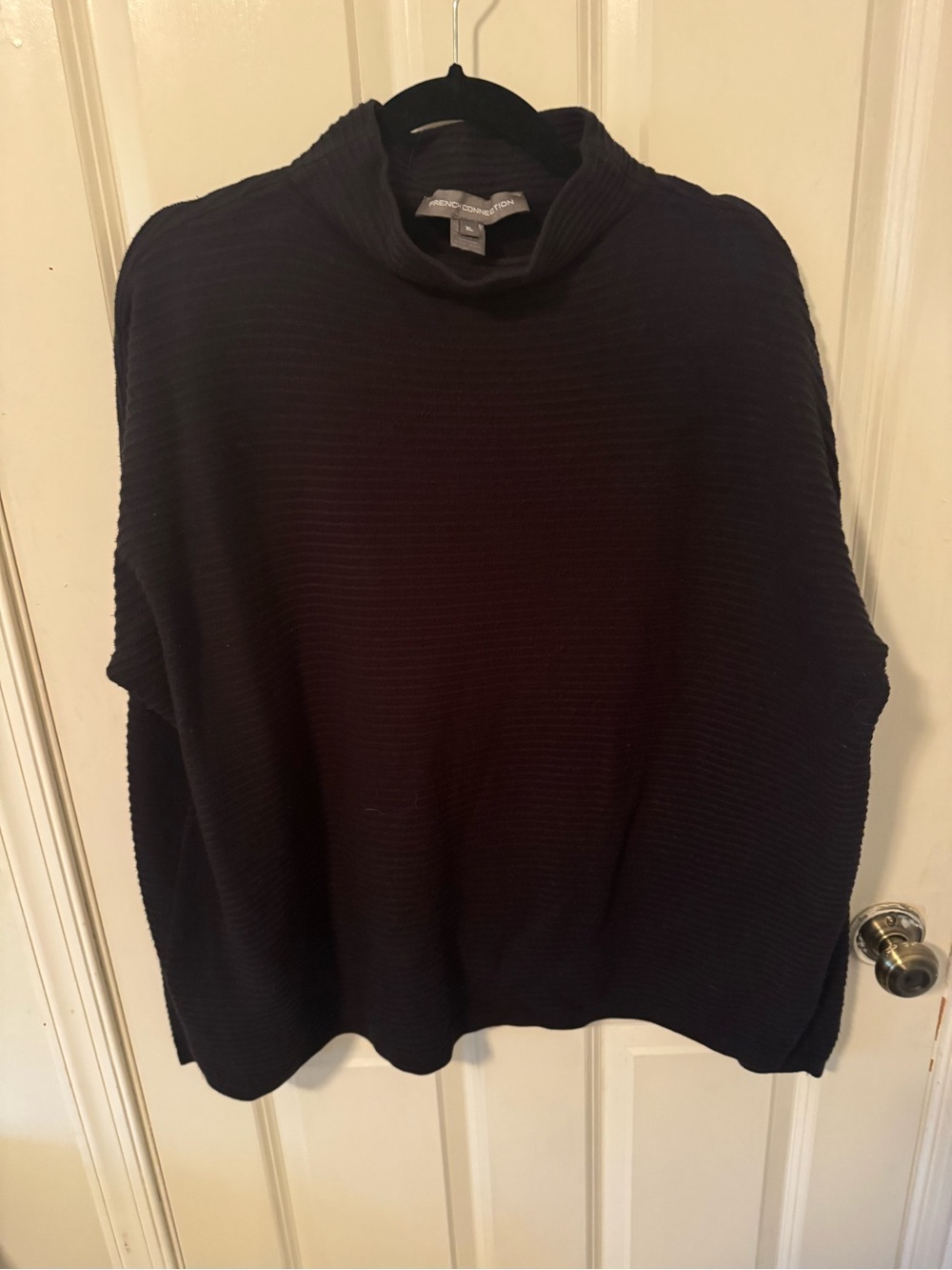 French Connection Men's Black Ribbed Turtleneck Sweater
